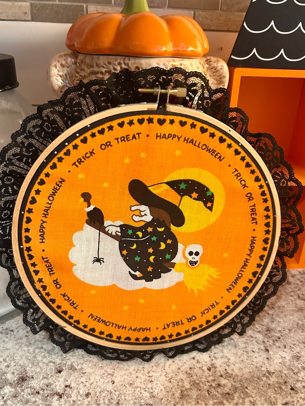 Halloween Decor on Hoop - Witch Wall Art